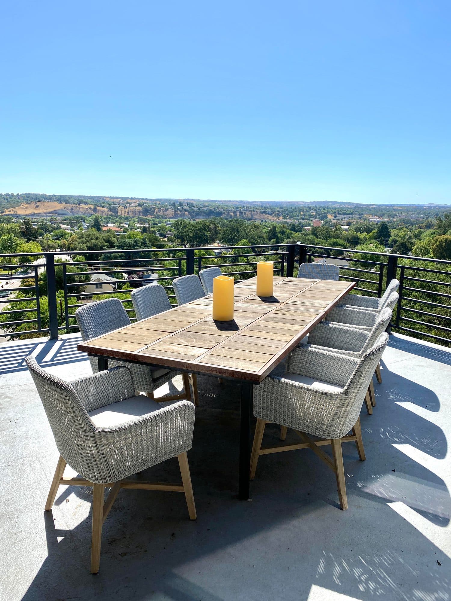 Sun-drenched deck dining above Paso Robles wine country